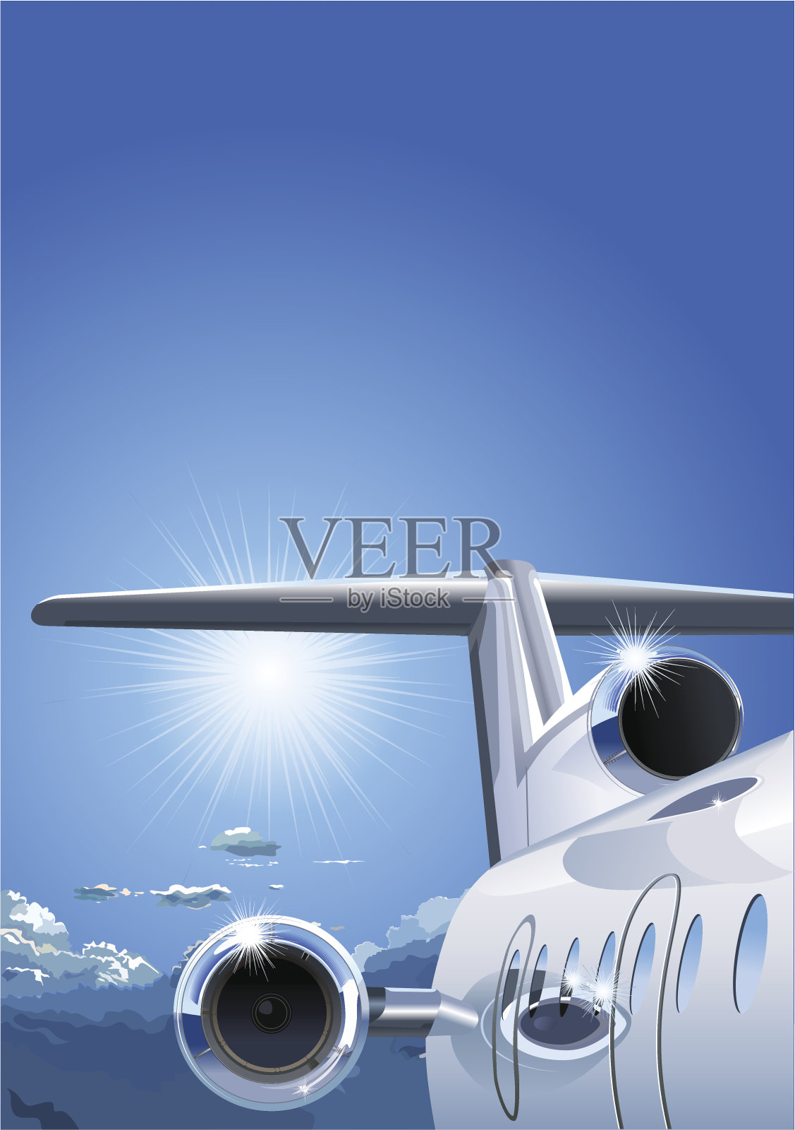 空中的飞机插画图片素材