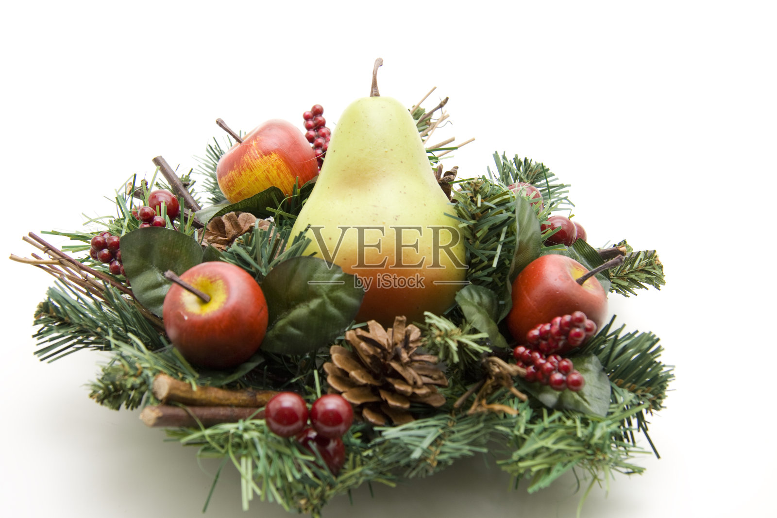 圣诞梨花花环照片摄影图片