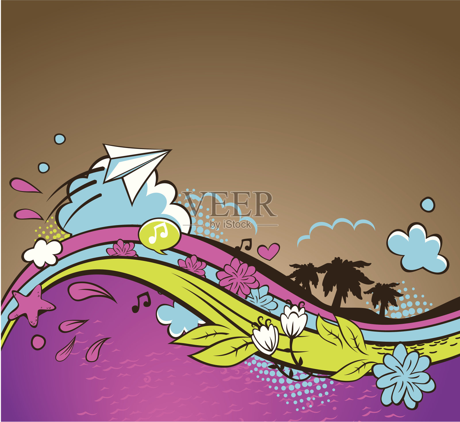 夏天明亮的背景插画图片素材