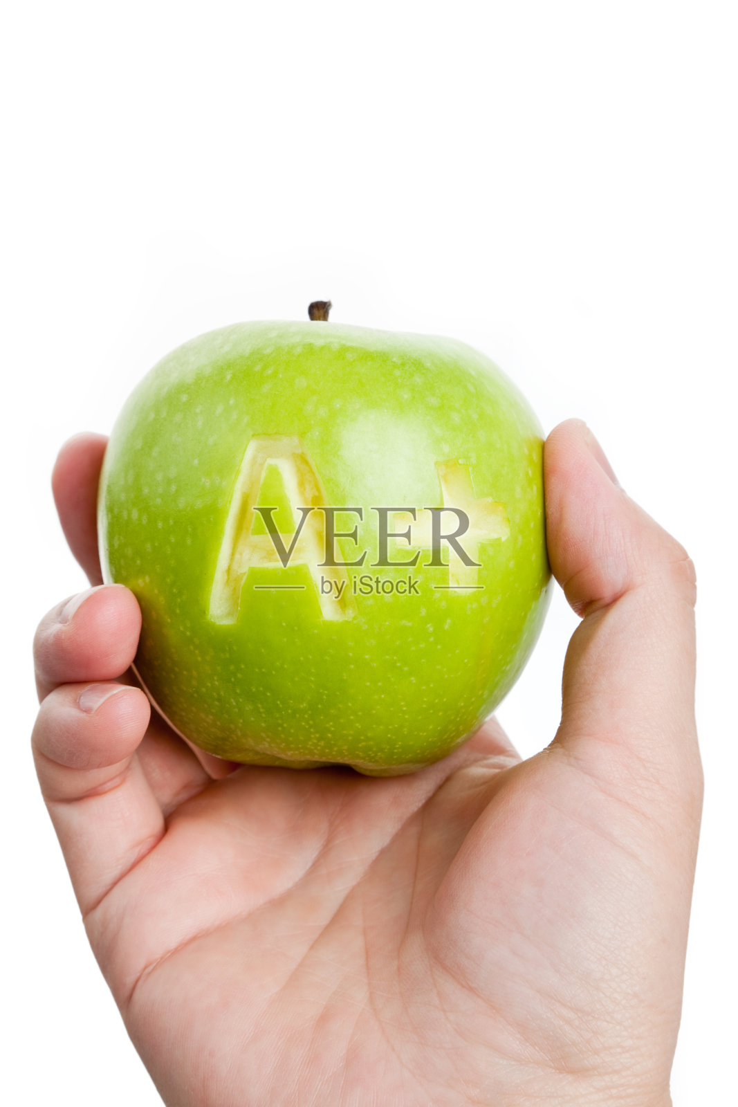 青苹果和A +号照片摄影图片