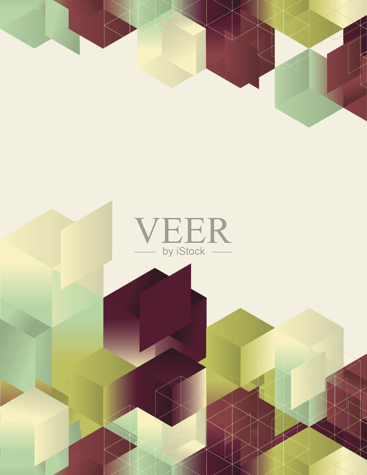 一个具有多种颜色的等距梯度立方体设计页面插画图片素材