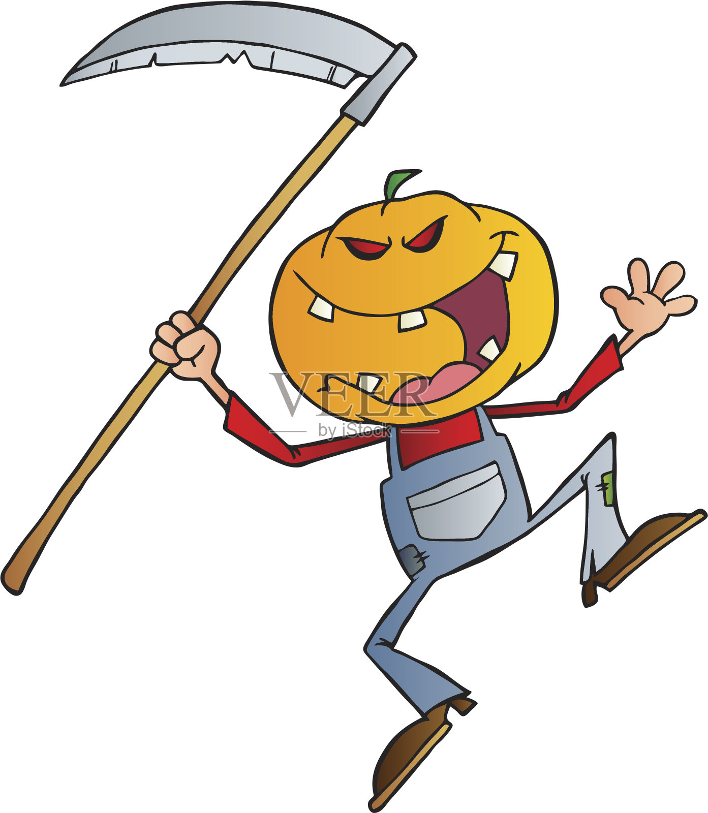 带着大镰刀咧嘴笑的稻草人设计元素图片