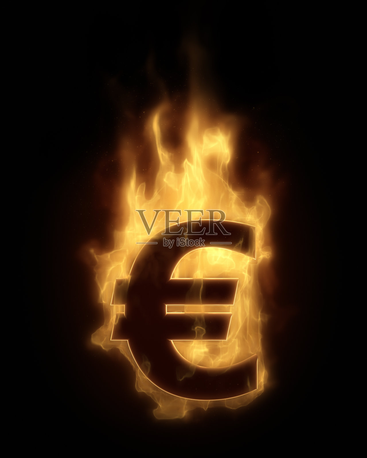 燃烧的欧元符号照片摄影图片