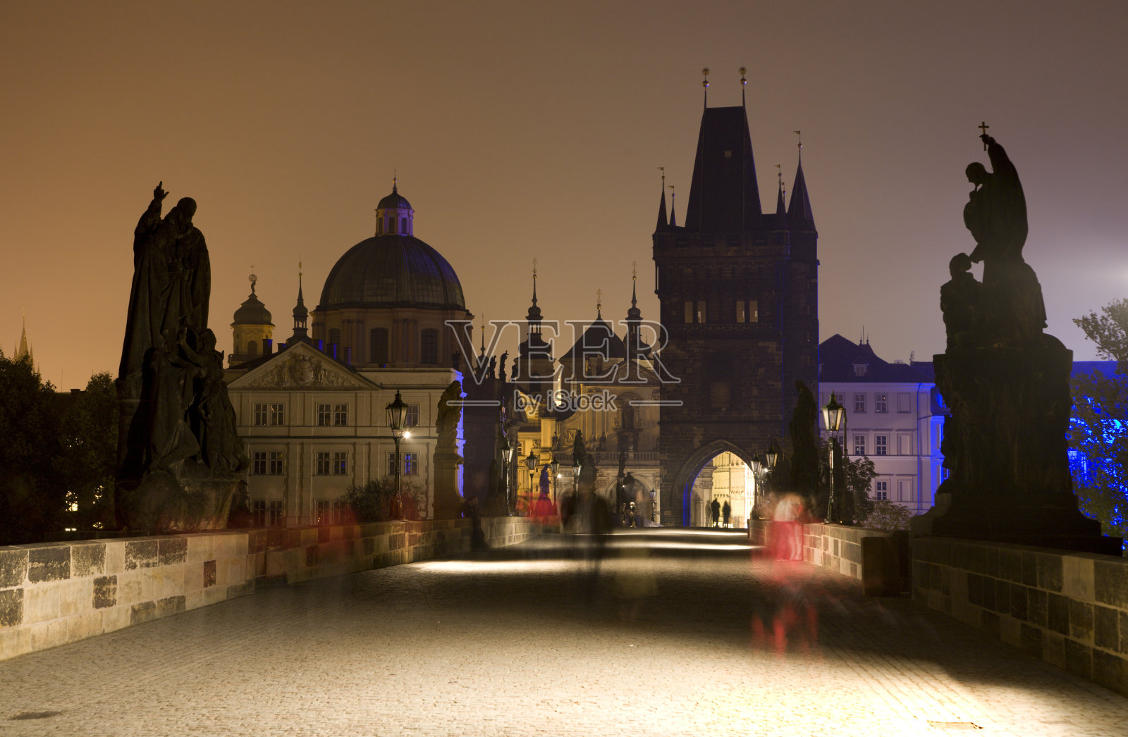 布拉格-查理大桥之夜照片摄影图片