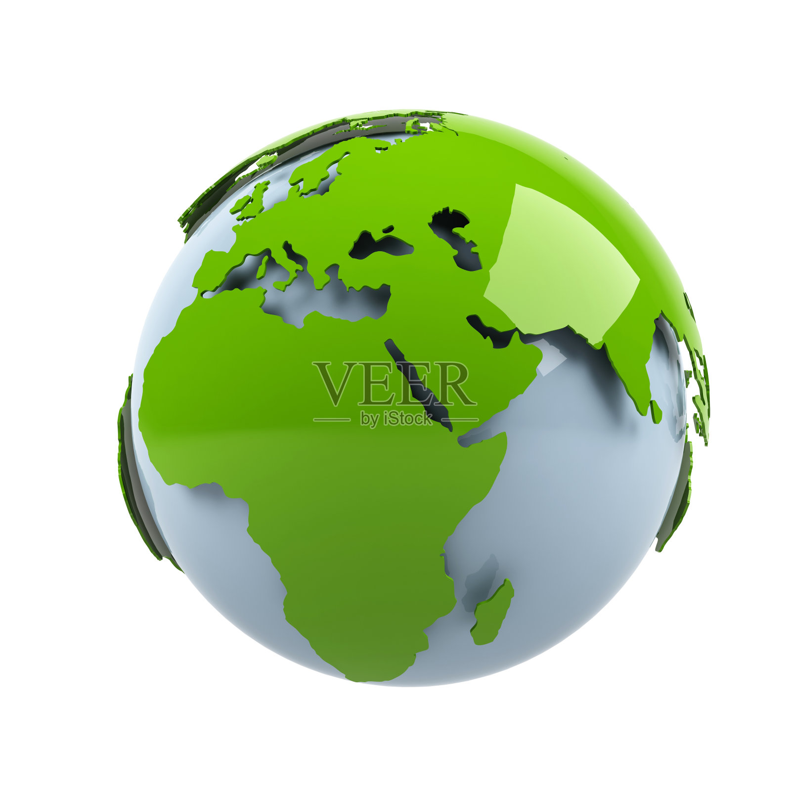 地球在白色的背景上。照片摄影图片