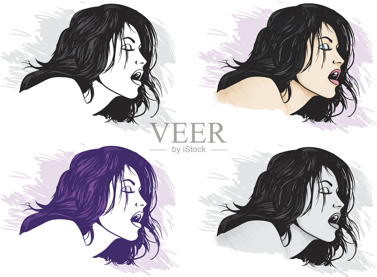 充满激情的面对插画图片素材