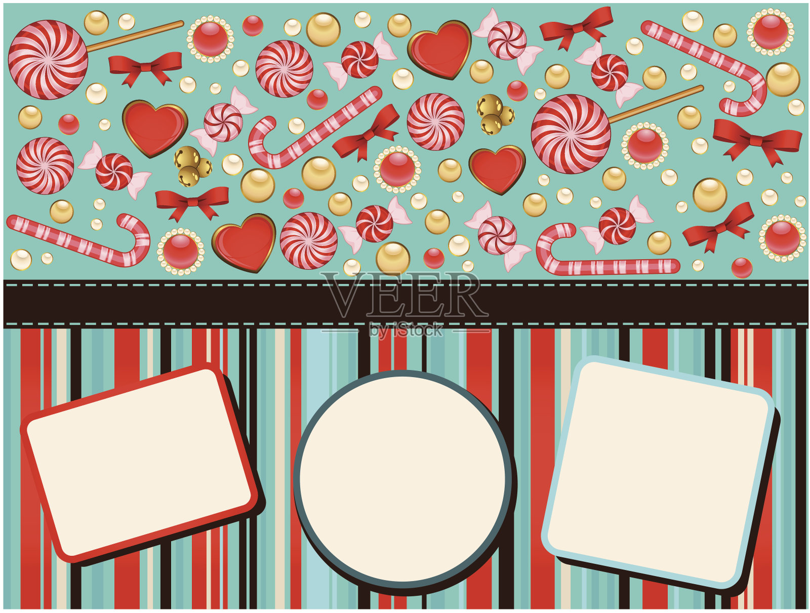 圣诞背景与糖果手杖。向量设计模板素材