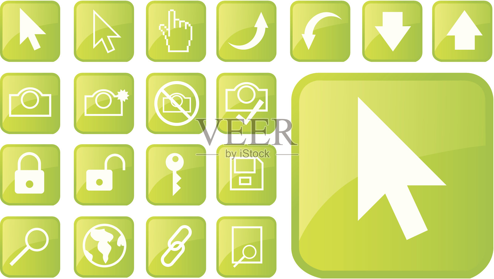 绿色互联网图标和指针图标素材