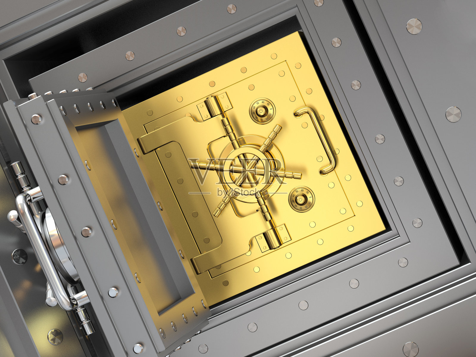 三重保护。保险库里很少有保险库。3 d照片摄影图片