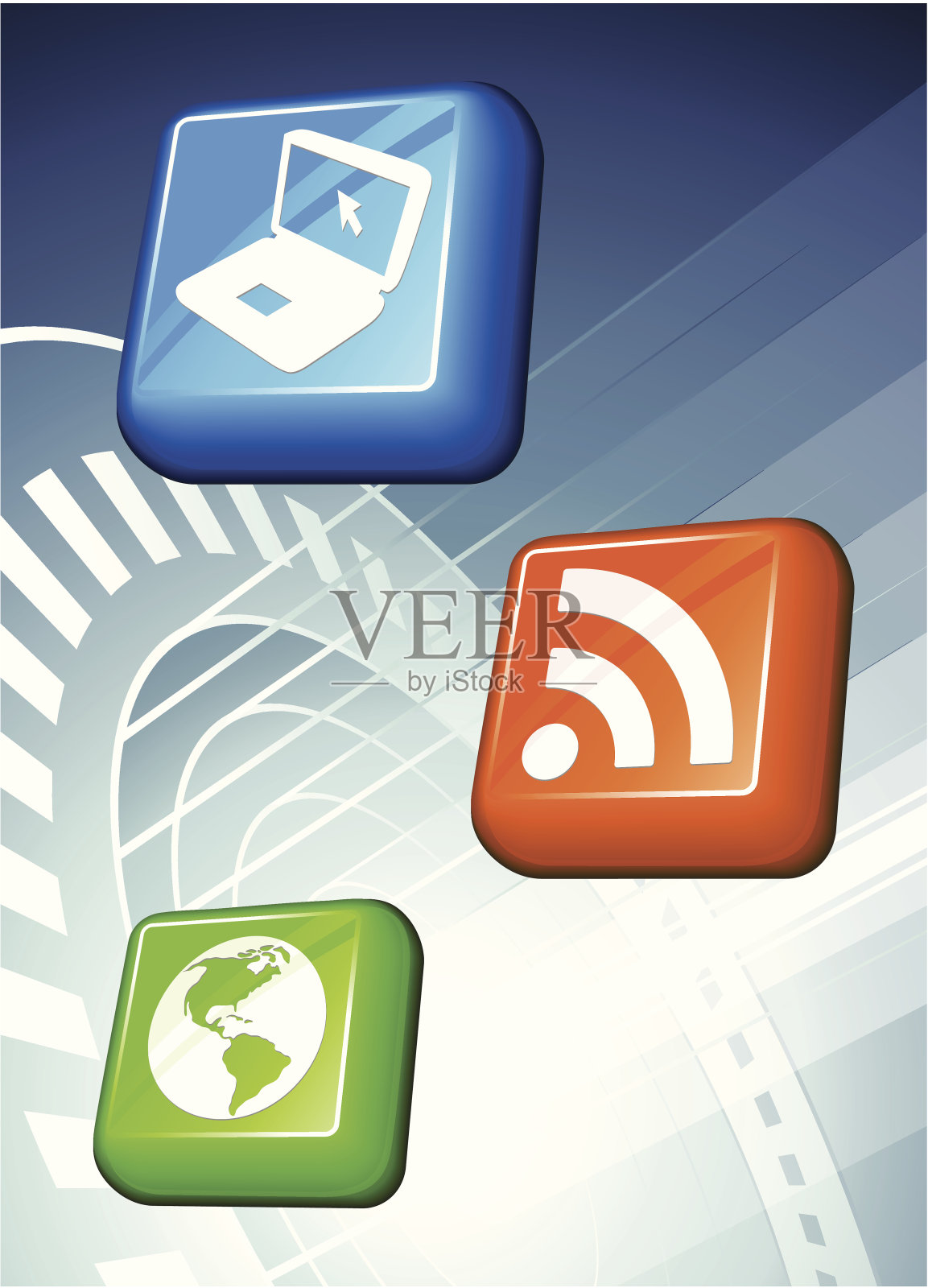 互联网背景与3d按钮插画图片素材