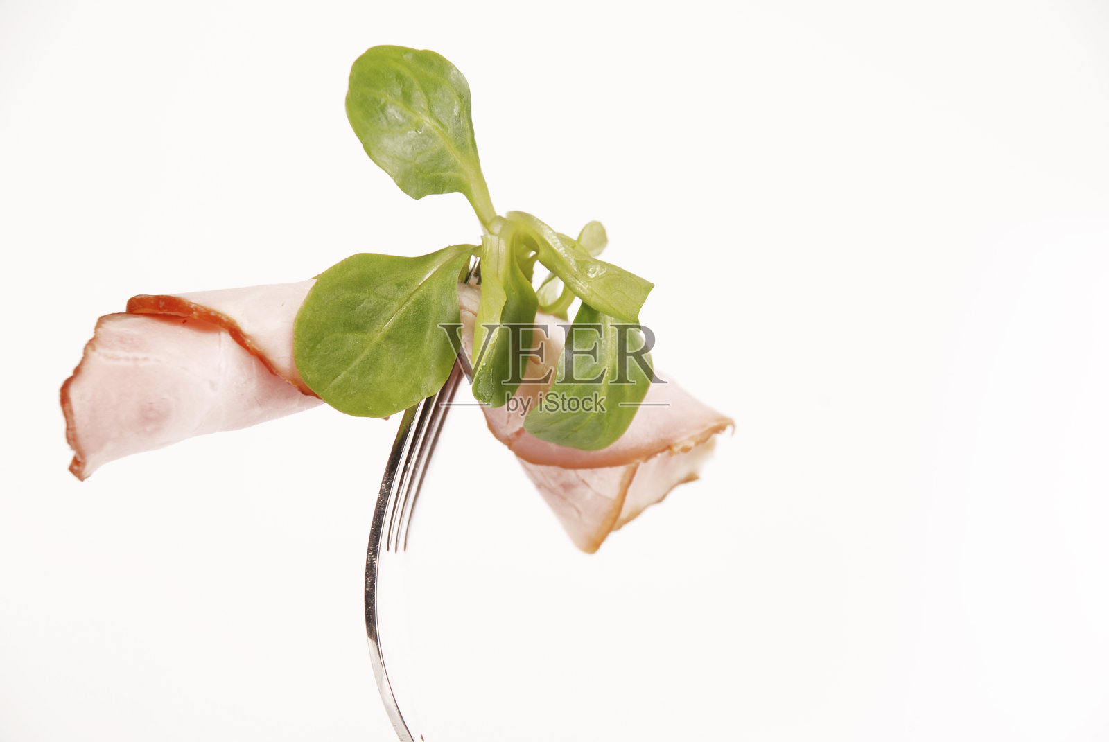 叉子和火腿2照片摄影图片