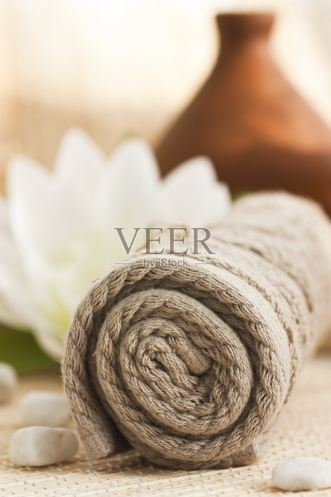 温泉浴场配套毛巾照片摄影图片