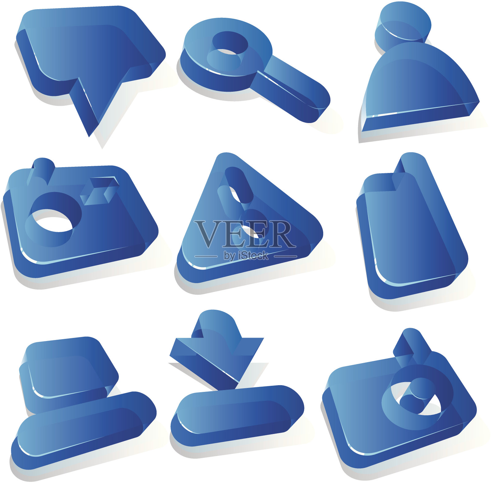 媒体蓝色丙烯酸图标图标素材