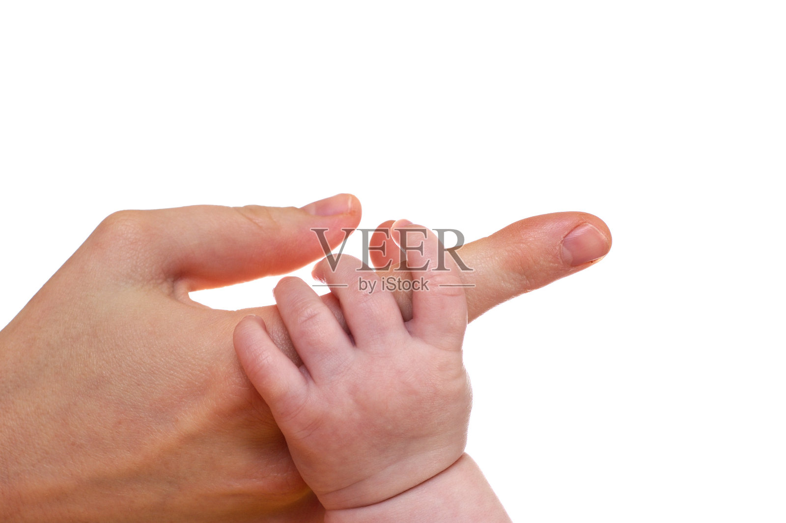婴儿牵着妈妈的手指照片摄影图片