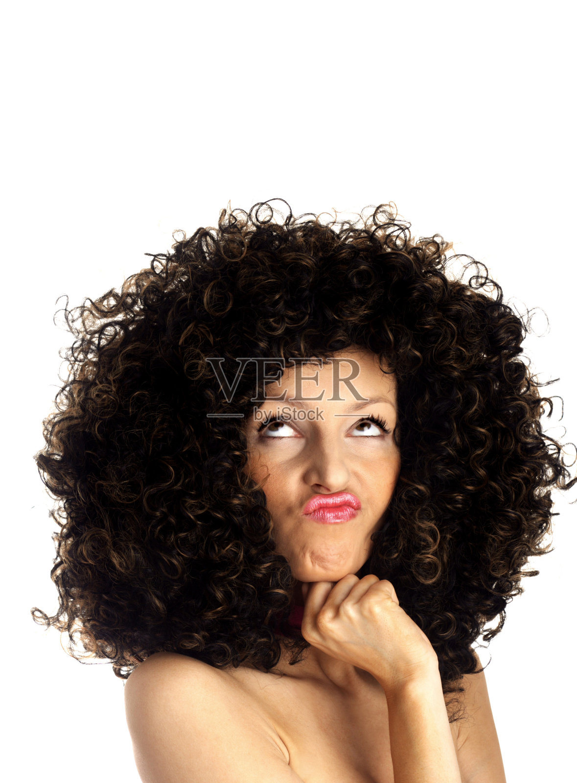 愁眉苦脸的女人照片摄影图片