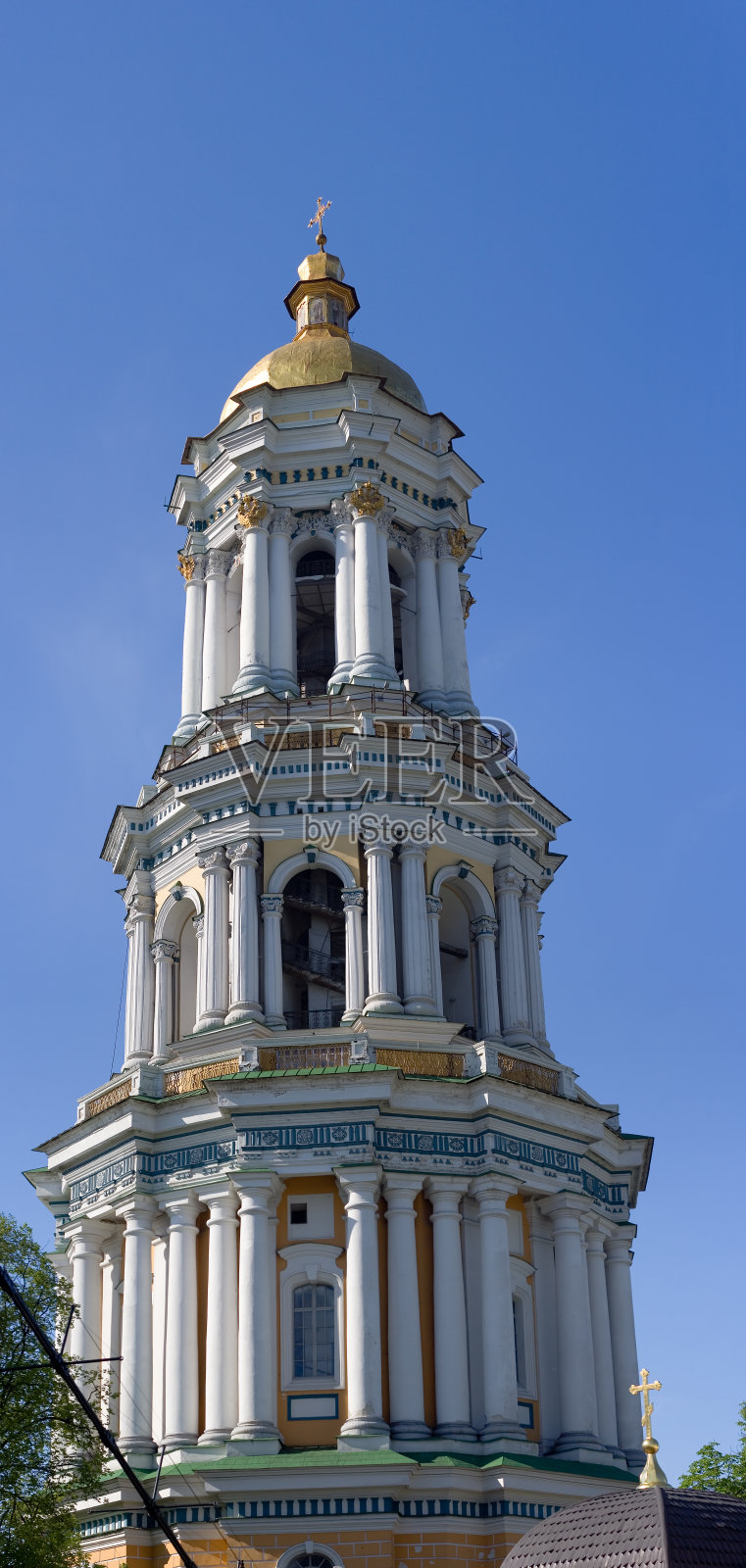 修道院钟楼向上全景照片摄影图片