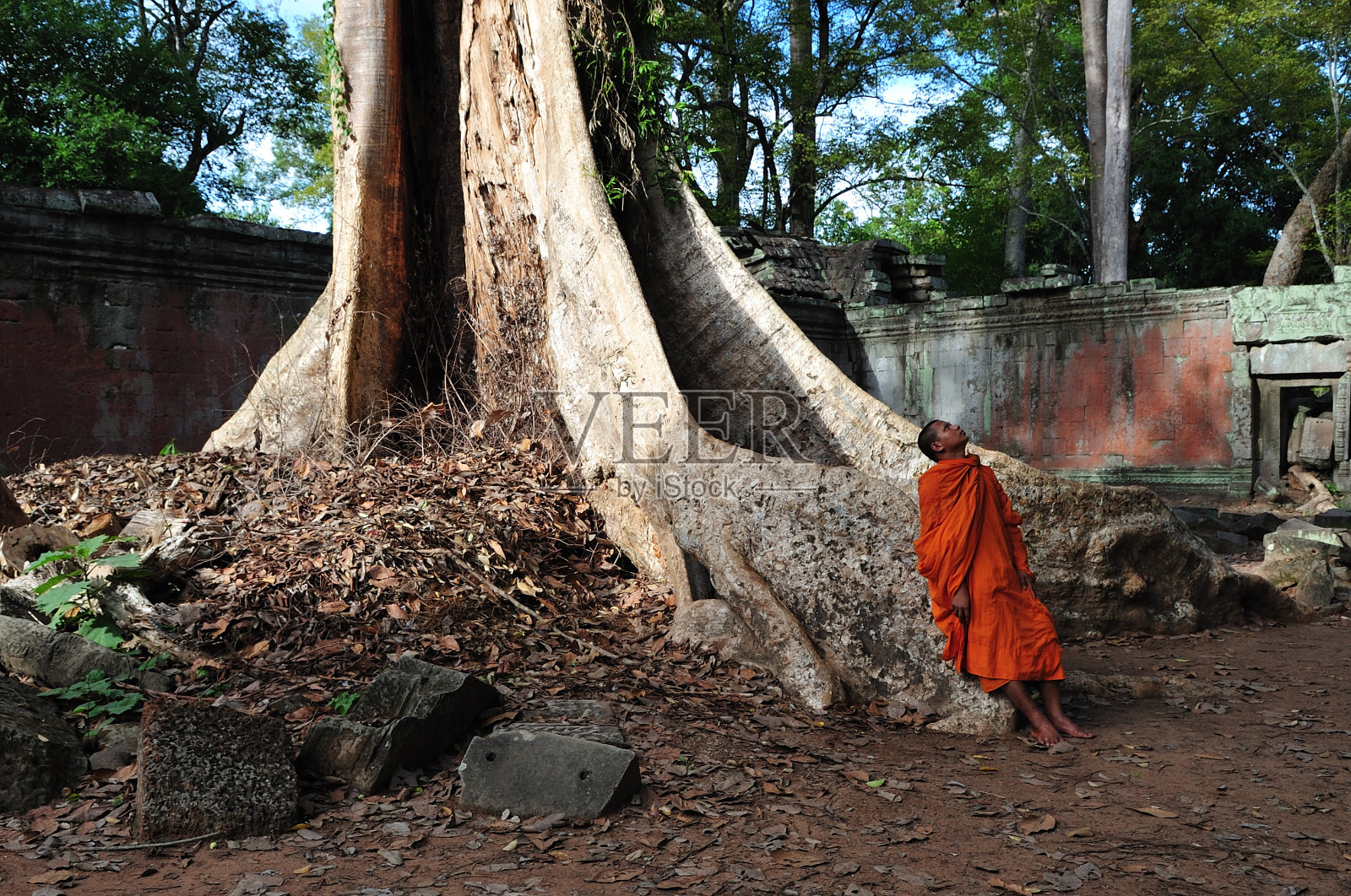柬埔寨塔普伦寺和尚照片摄影图片