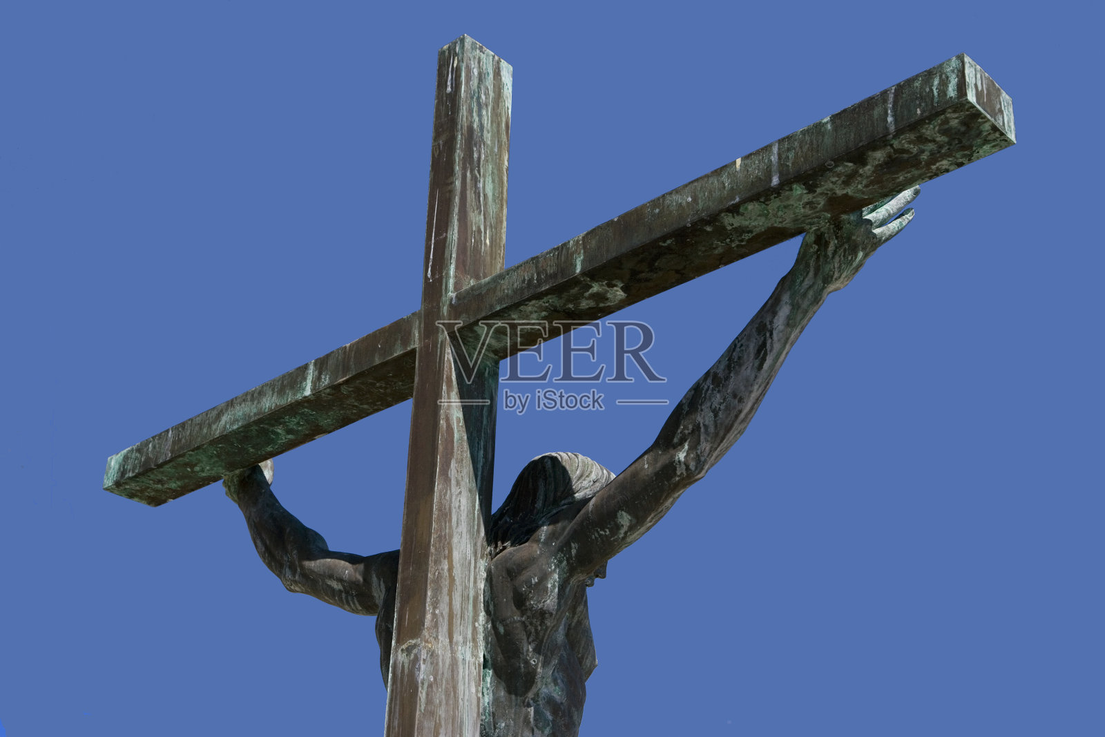基督在铁十字架上照片摄影图片