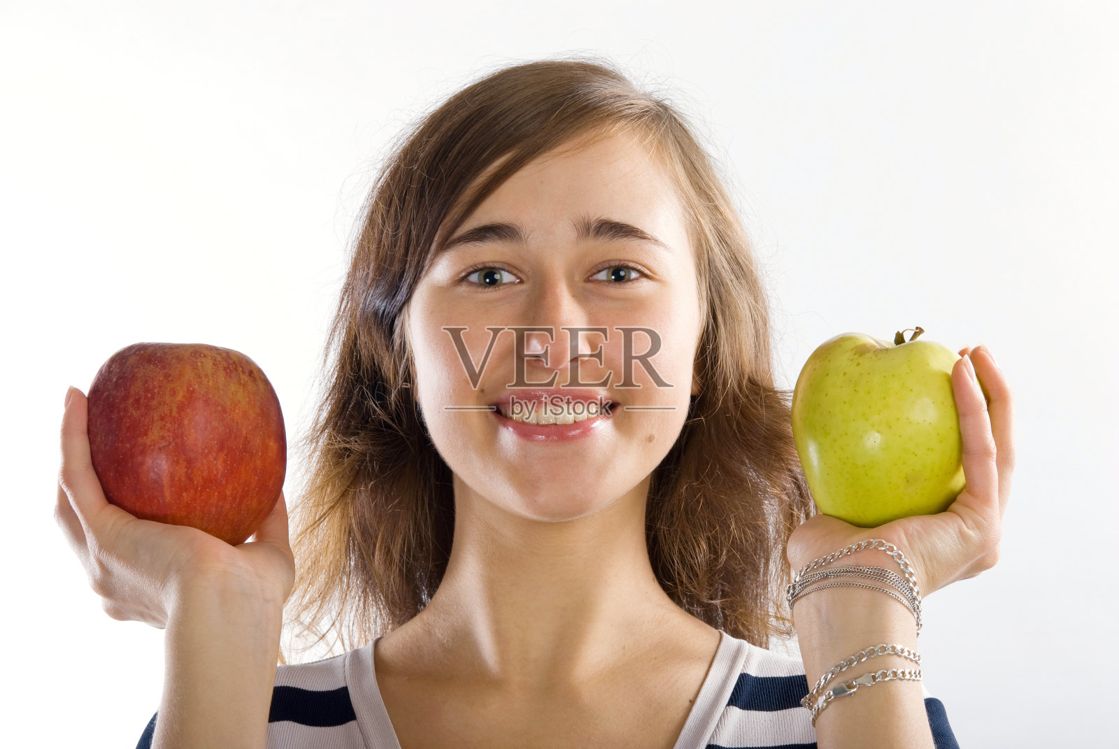女孩和苹果照片摄影图片