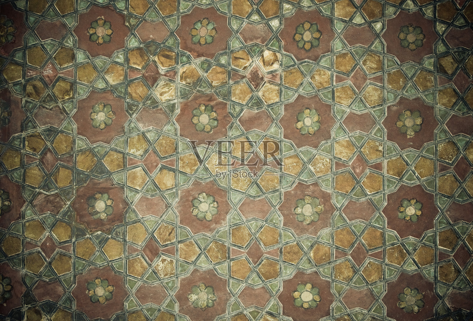 带有东方装饰的瓷砖背景照片摄影图片