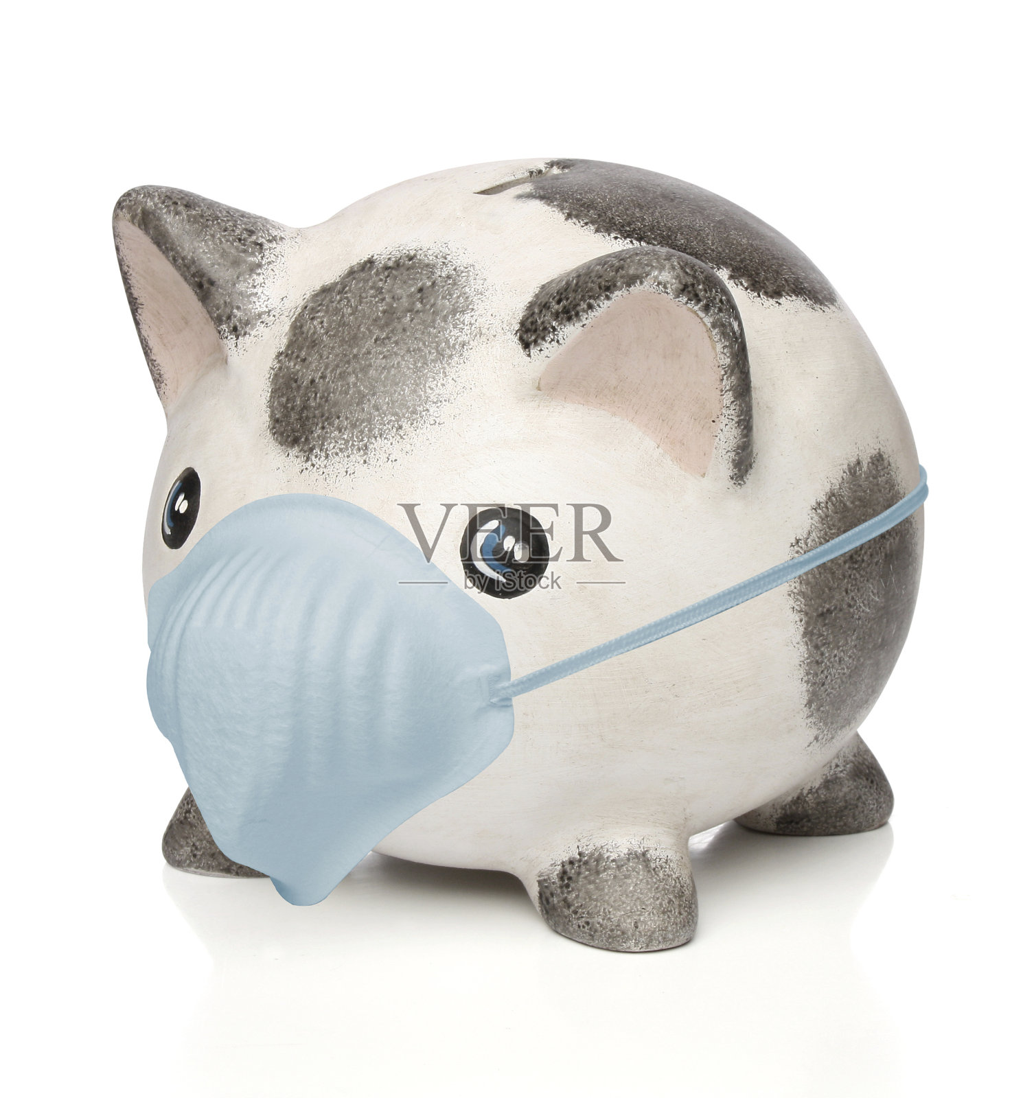 带着医用口罩的储蓄罐照片摄影图片