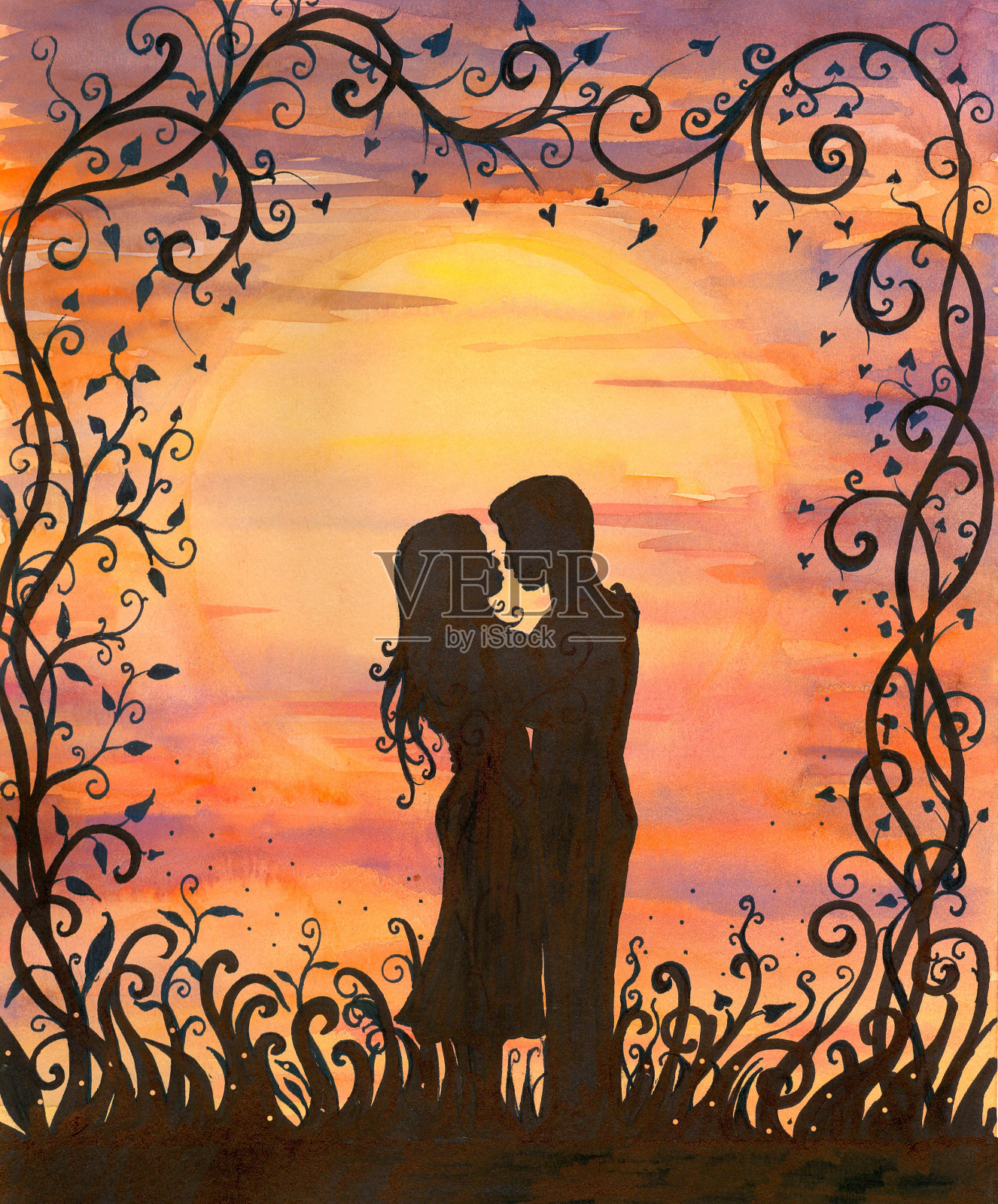 在爱中插画图片素材