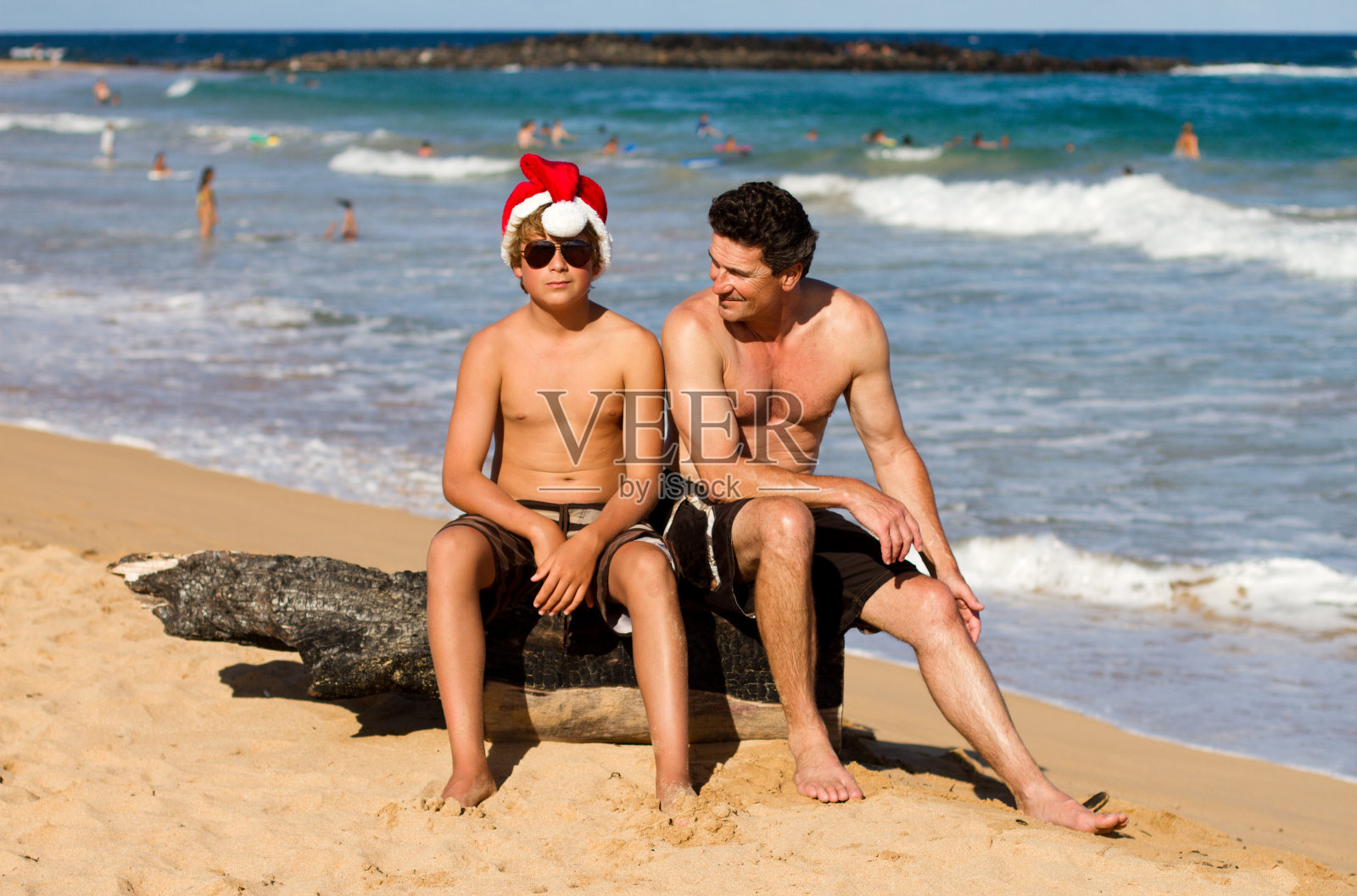 海滩上的圣诞节照片摄影图片