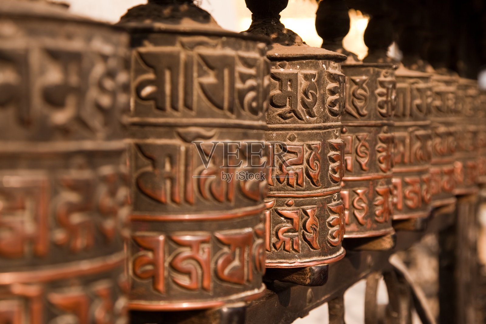 尼泊尔加德满都，猴庙的经轮照片摄影图片