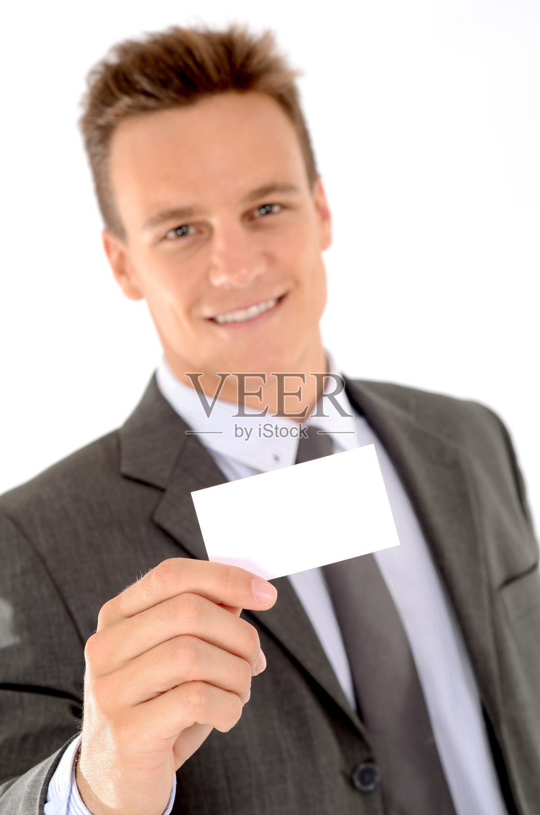 拿着名片的年轻主管照片摄影图片