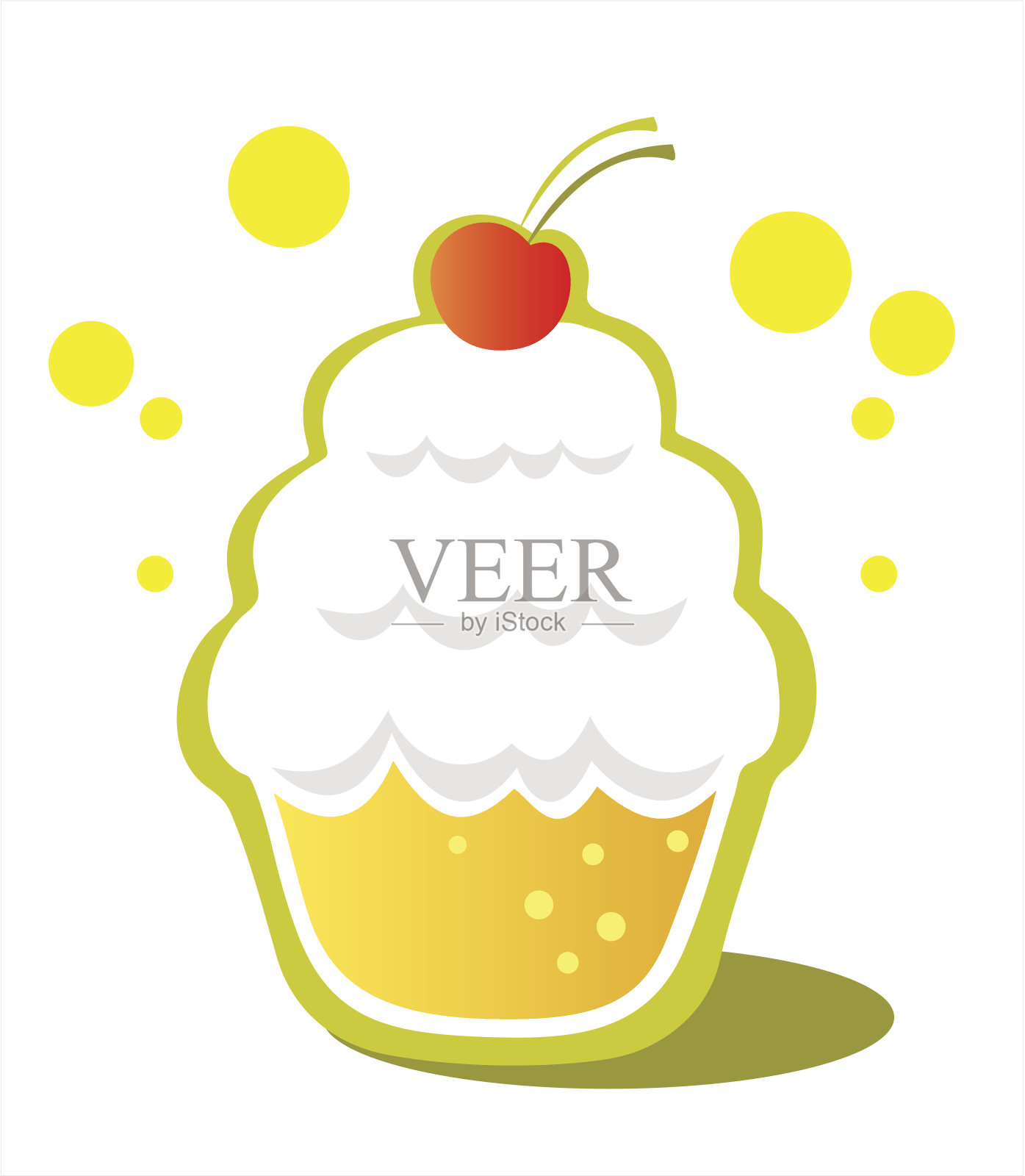 蛋糕和樱桃插画图片素材