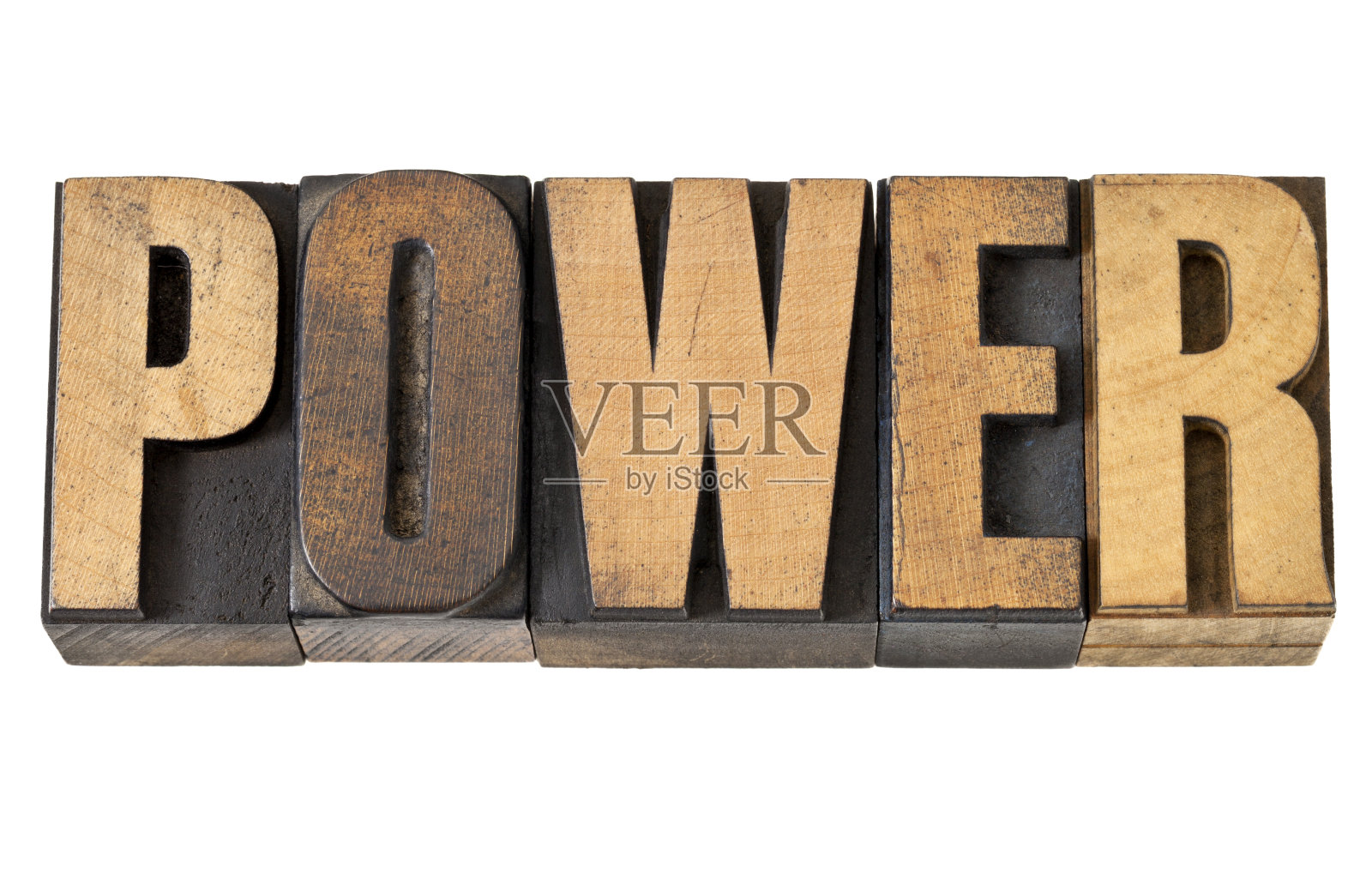 木质字体的力量字照片摄影图片