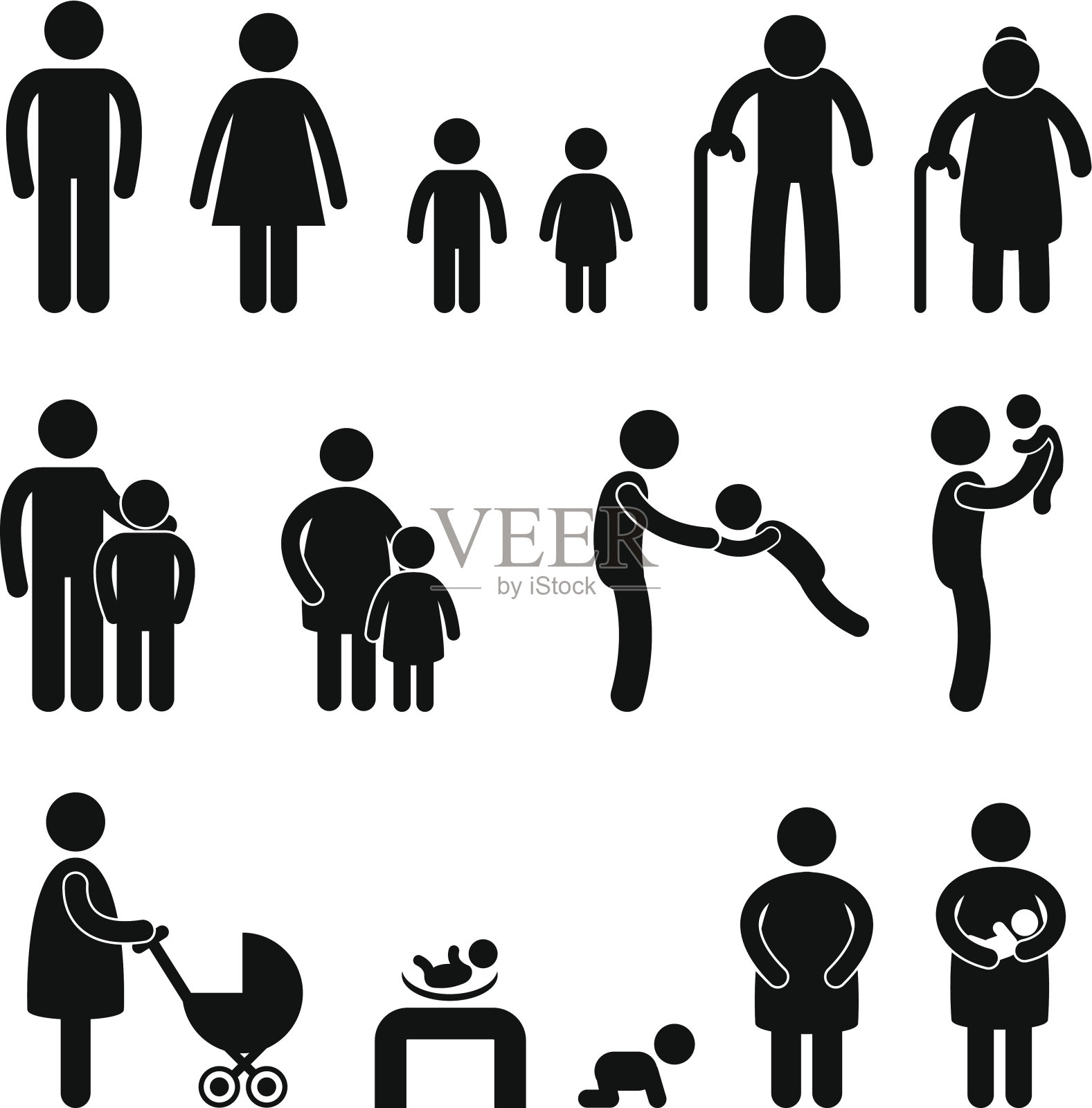 家庭成员象形图插画图片素材