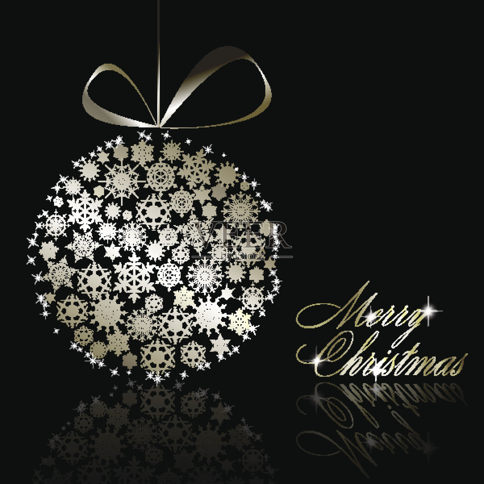 银色圣诞快乐明信片插画图片素材