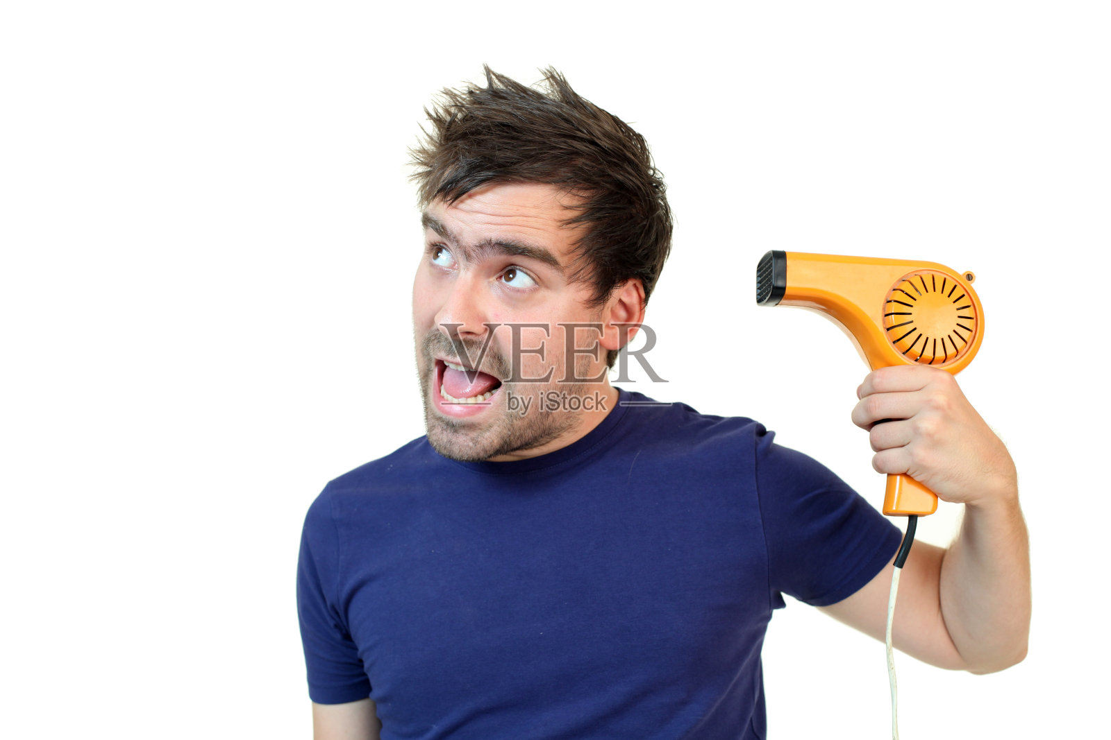 吹风机的男人照片摄影图片