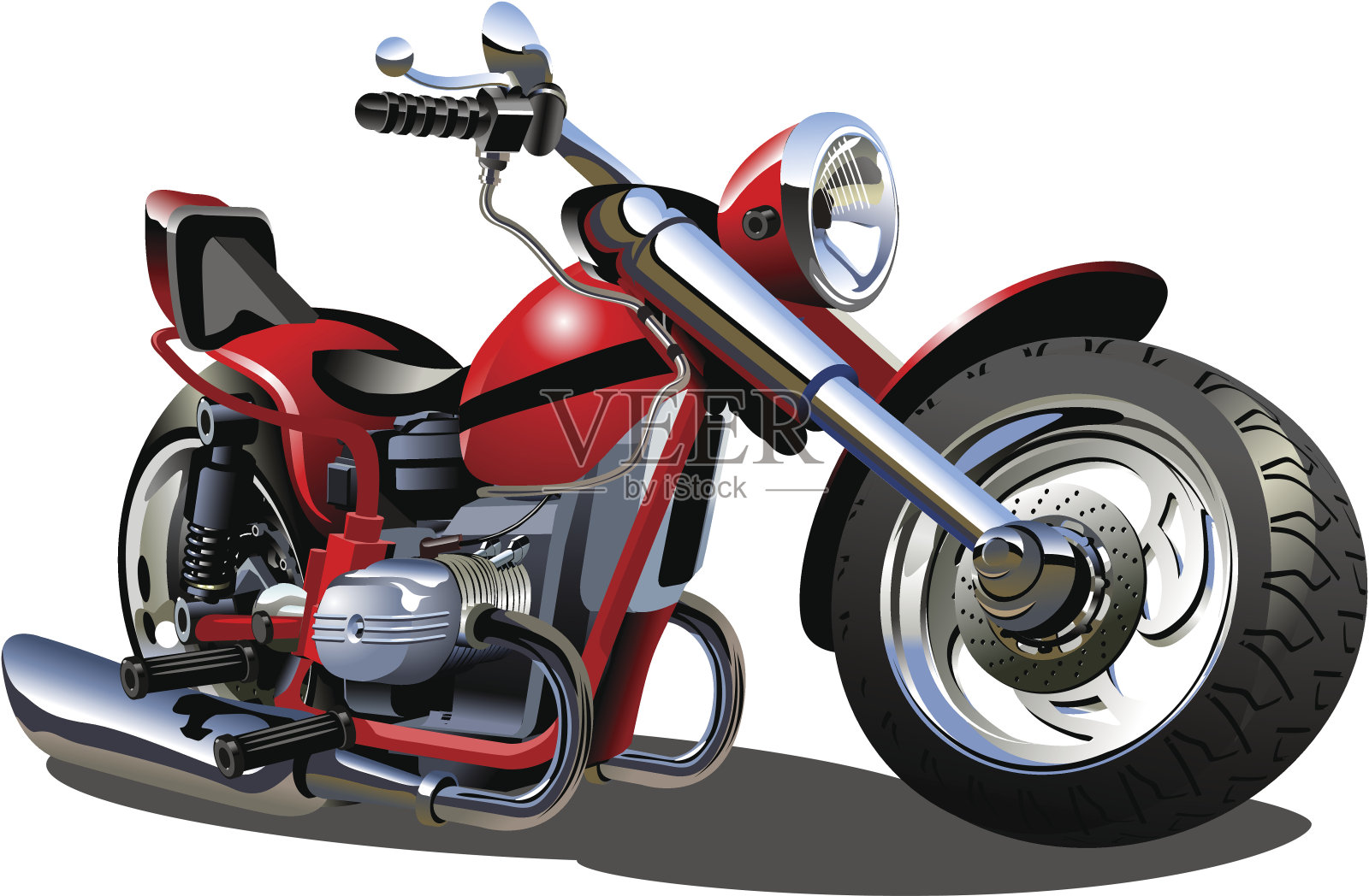 白色背景上的红色摩托车的卡通设计元素图片
