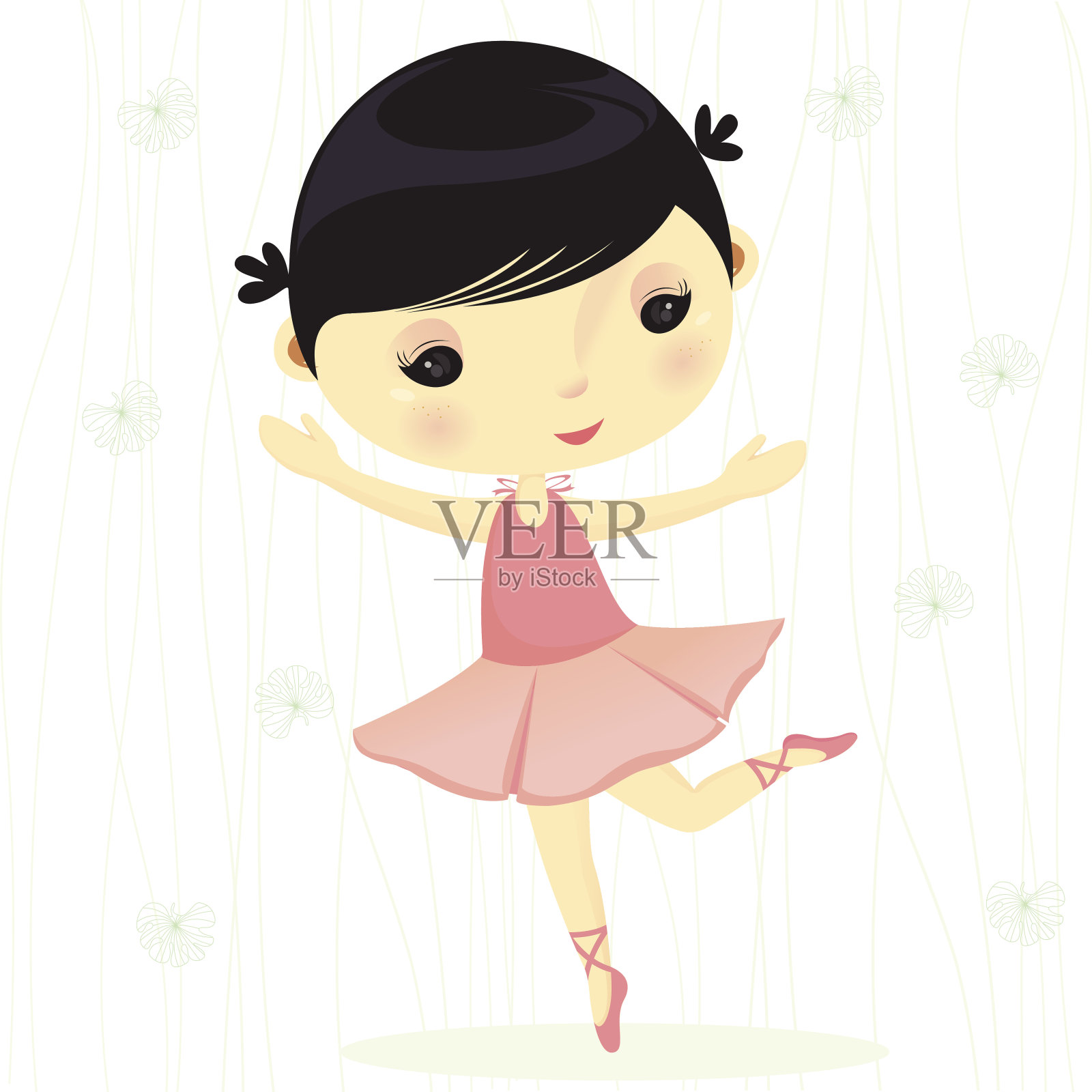 正在跳舞的可爱芭蕾舞女孩插画图片素材