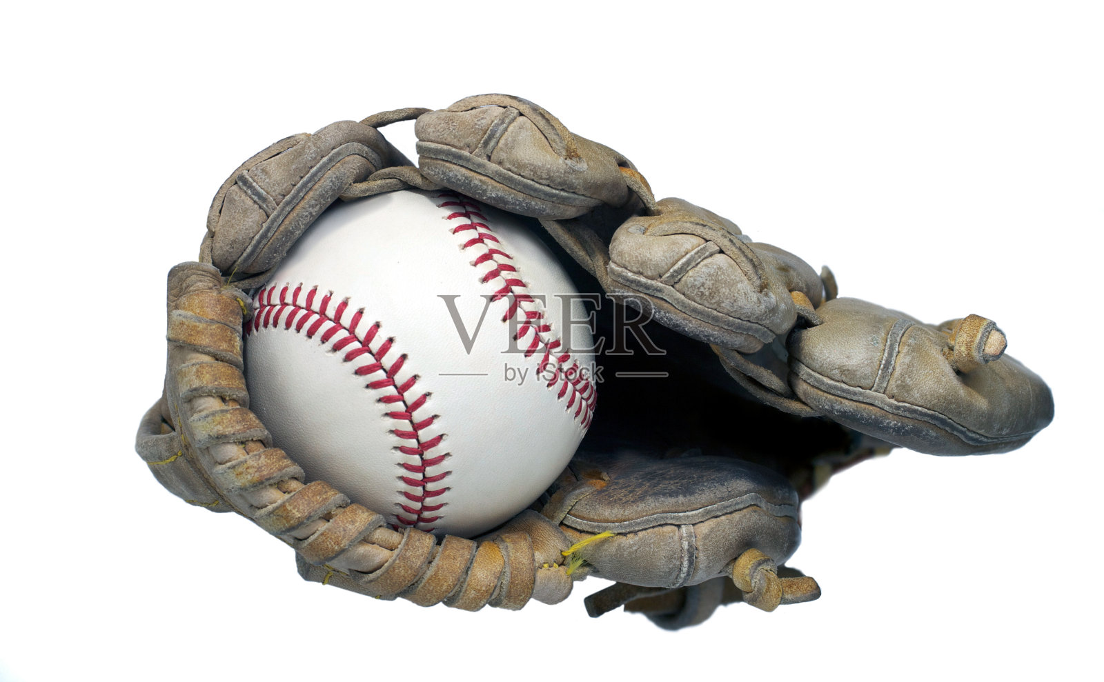 结束视图的棒球在手套照片摄影图片