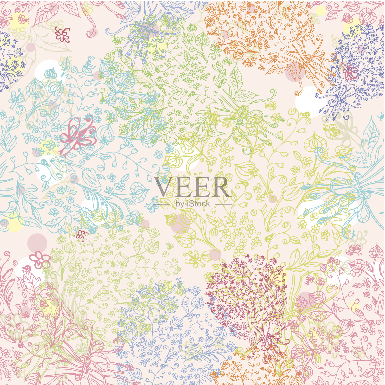 涂鸦无缝花卉背景插画图片素材