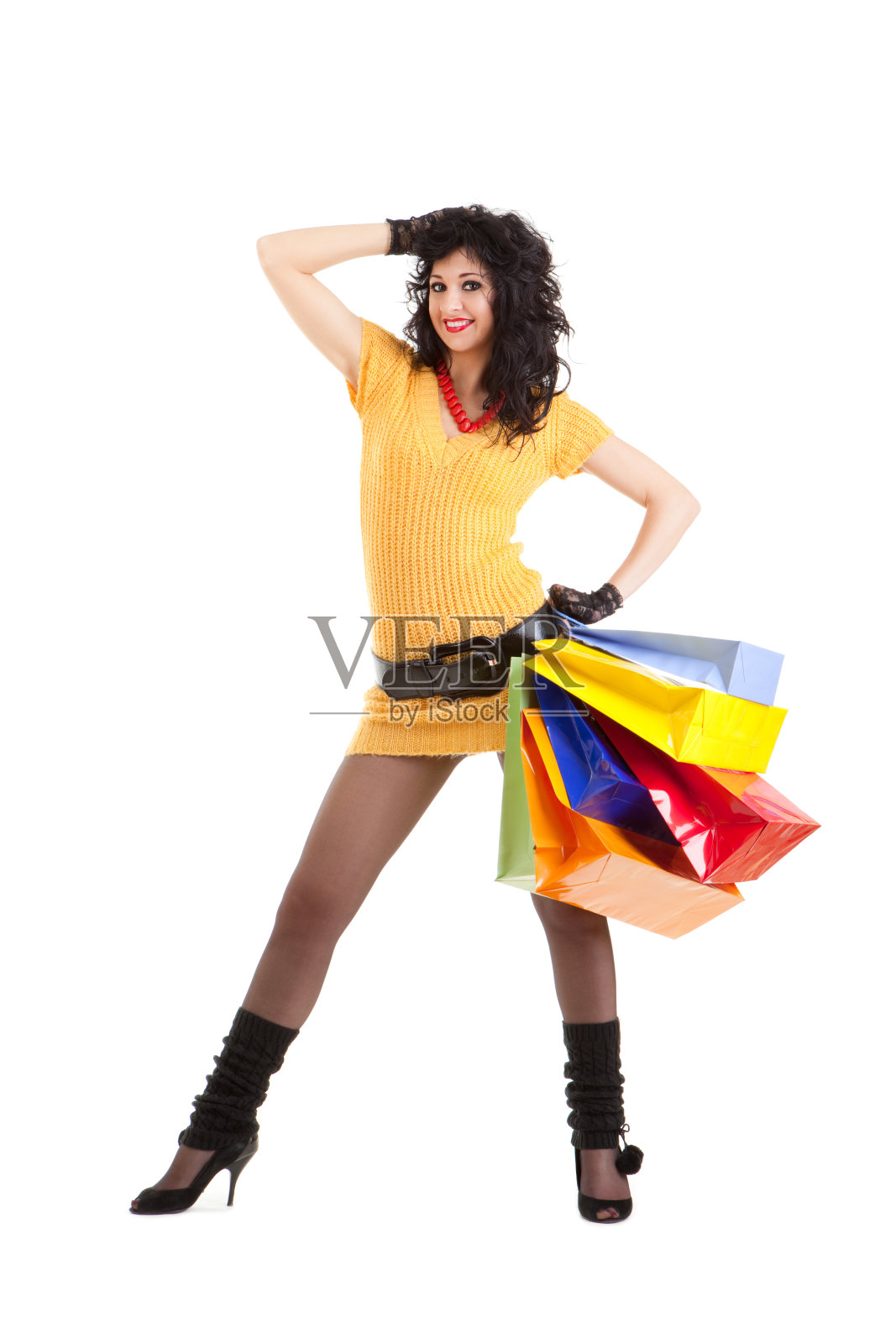 时尚女性与色彩包装照片摄影图片