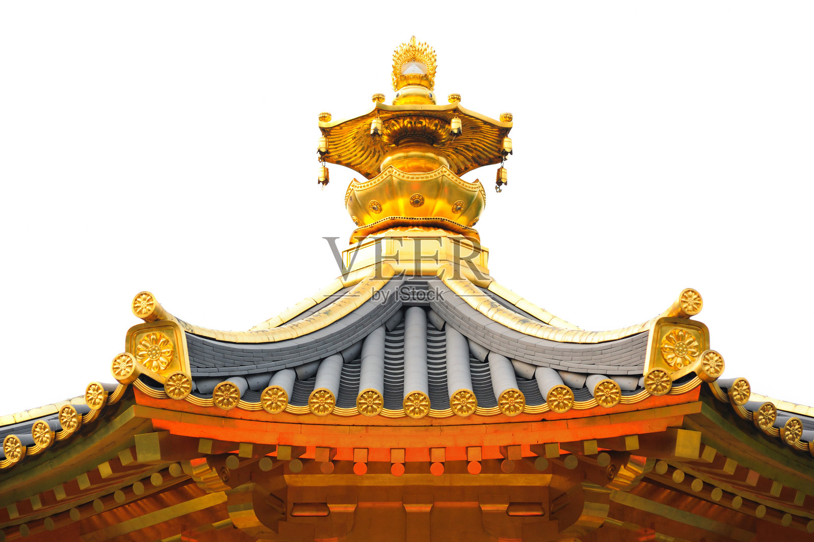 池林庵东方金阁和中式园林，照片摄影图片