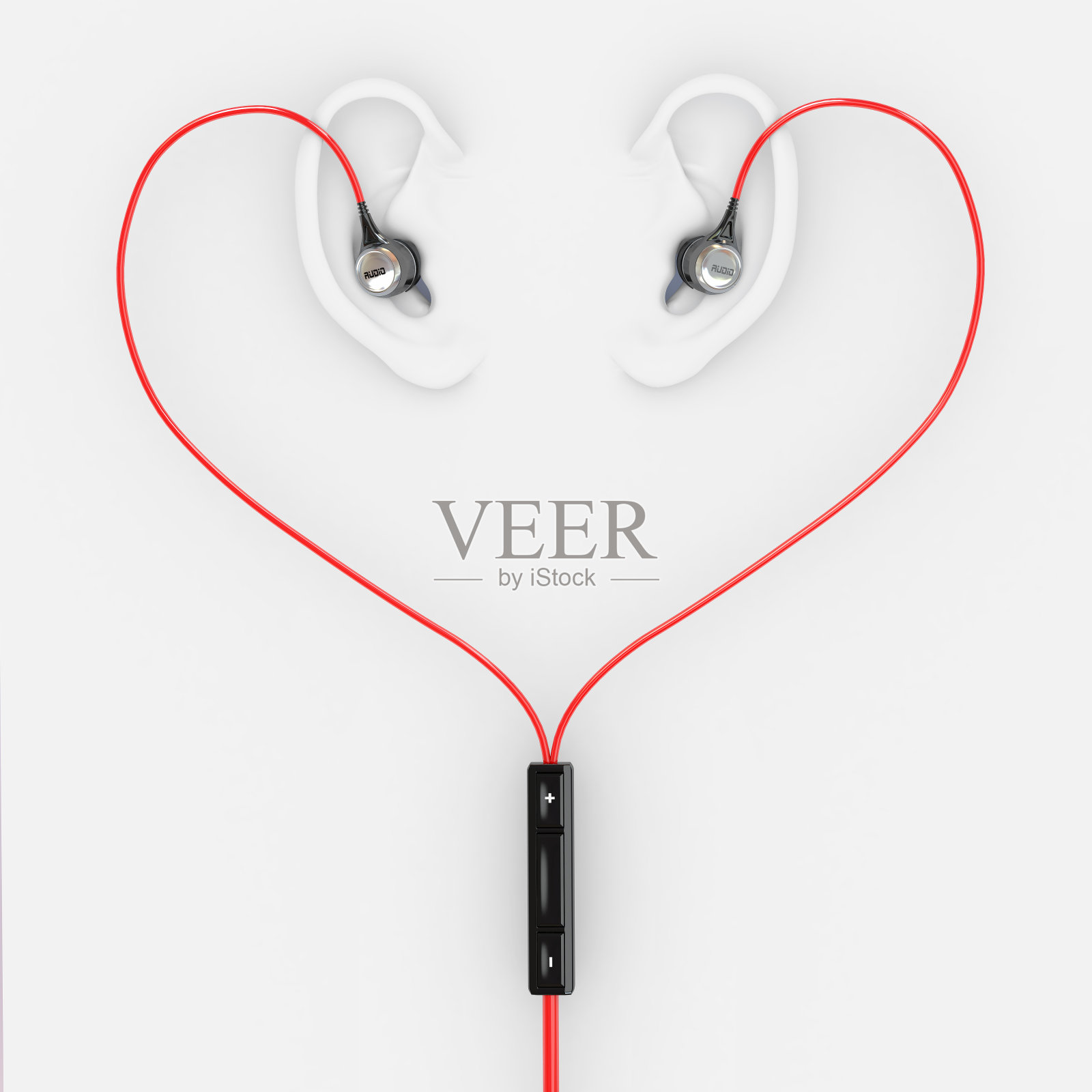 心脏形状的耳朵和耳机照片摄影图片