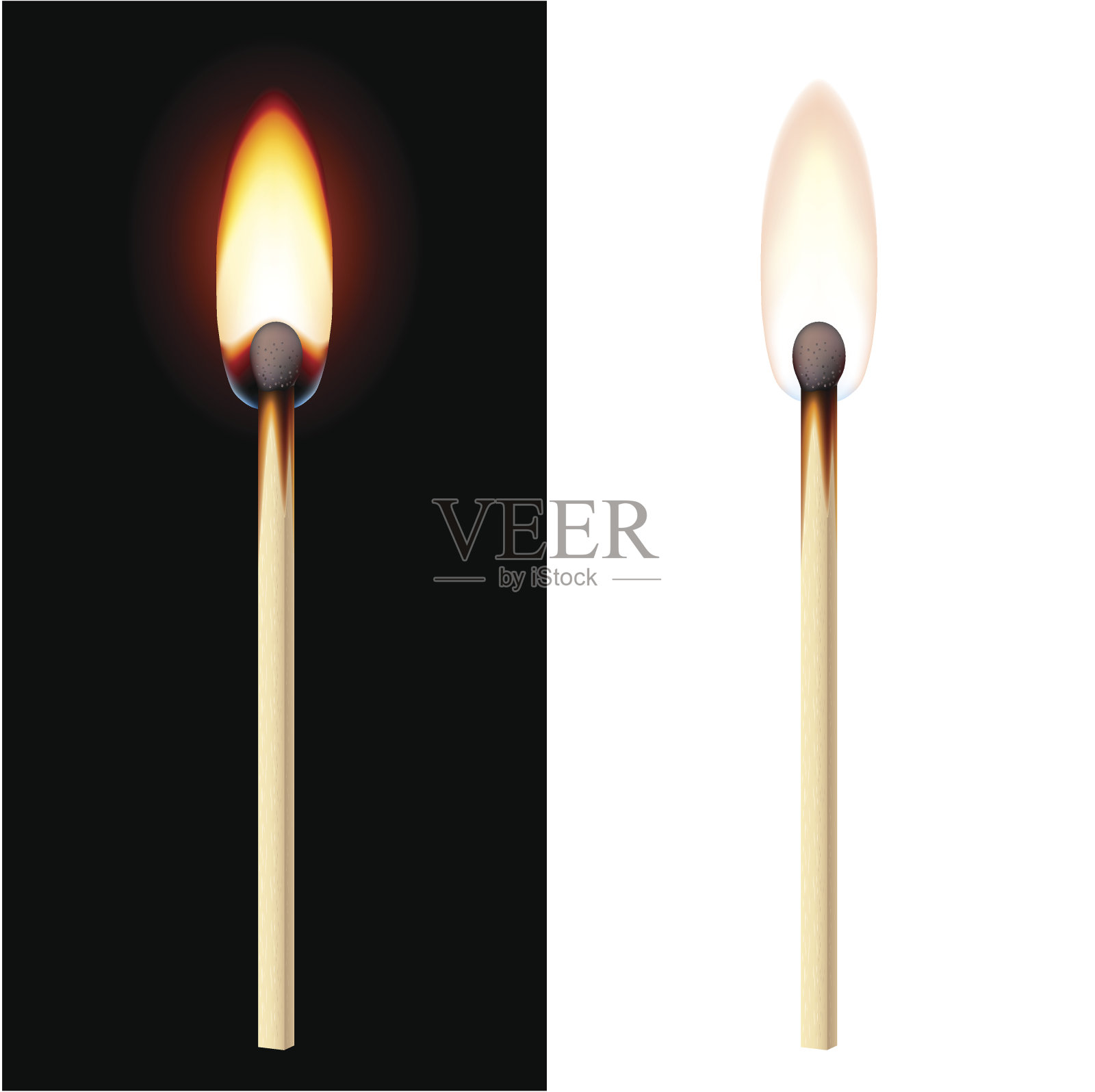 现实的燃烧的火柴插画图片素材