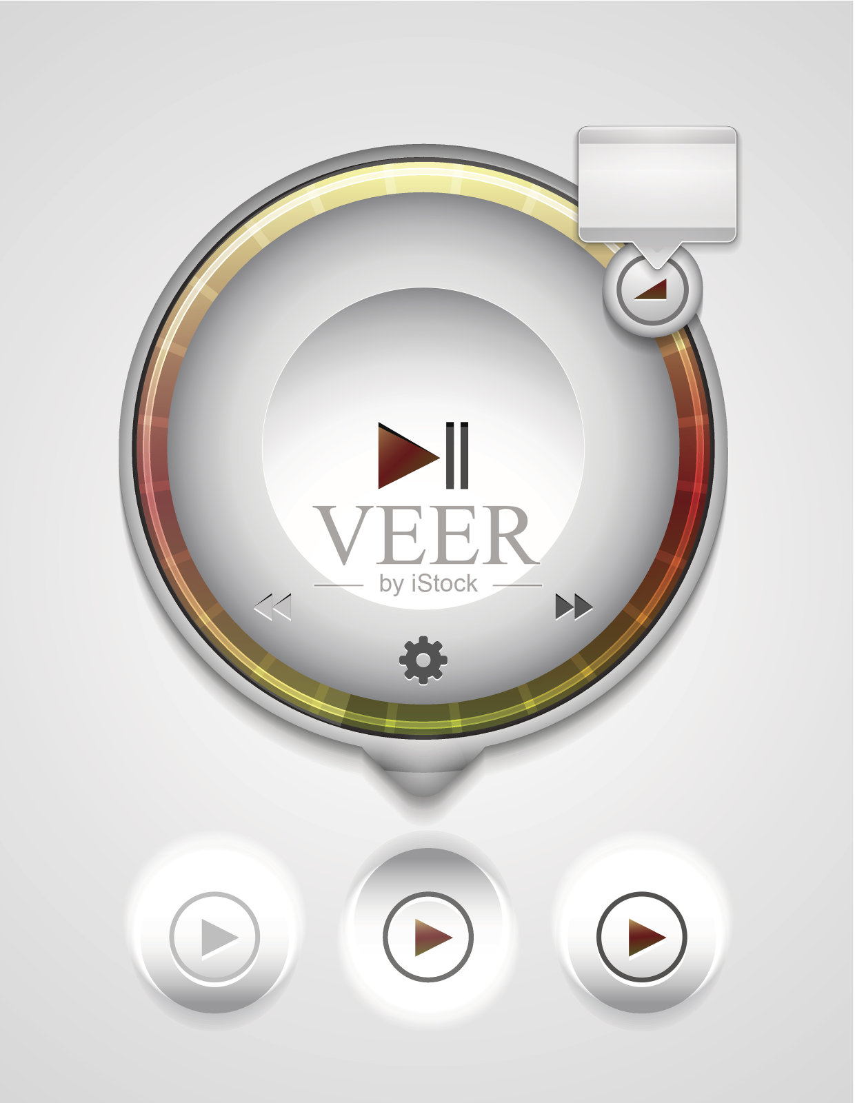 多媒体播放器UI工具提示设计元素图片