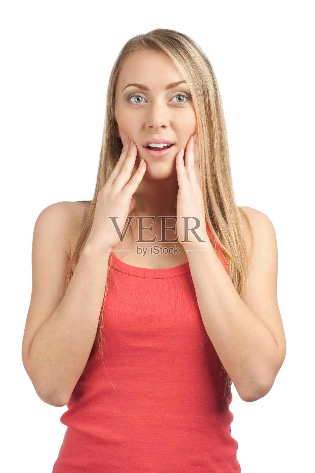 惊讶的美丽女人的肖像照片摄影图片