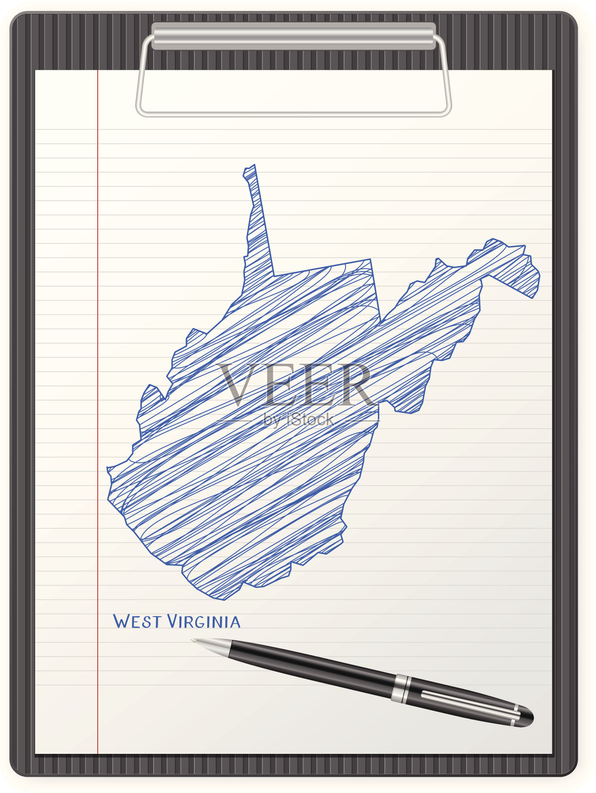 西弗吉尼亚的剪贴板地图插画图片素材