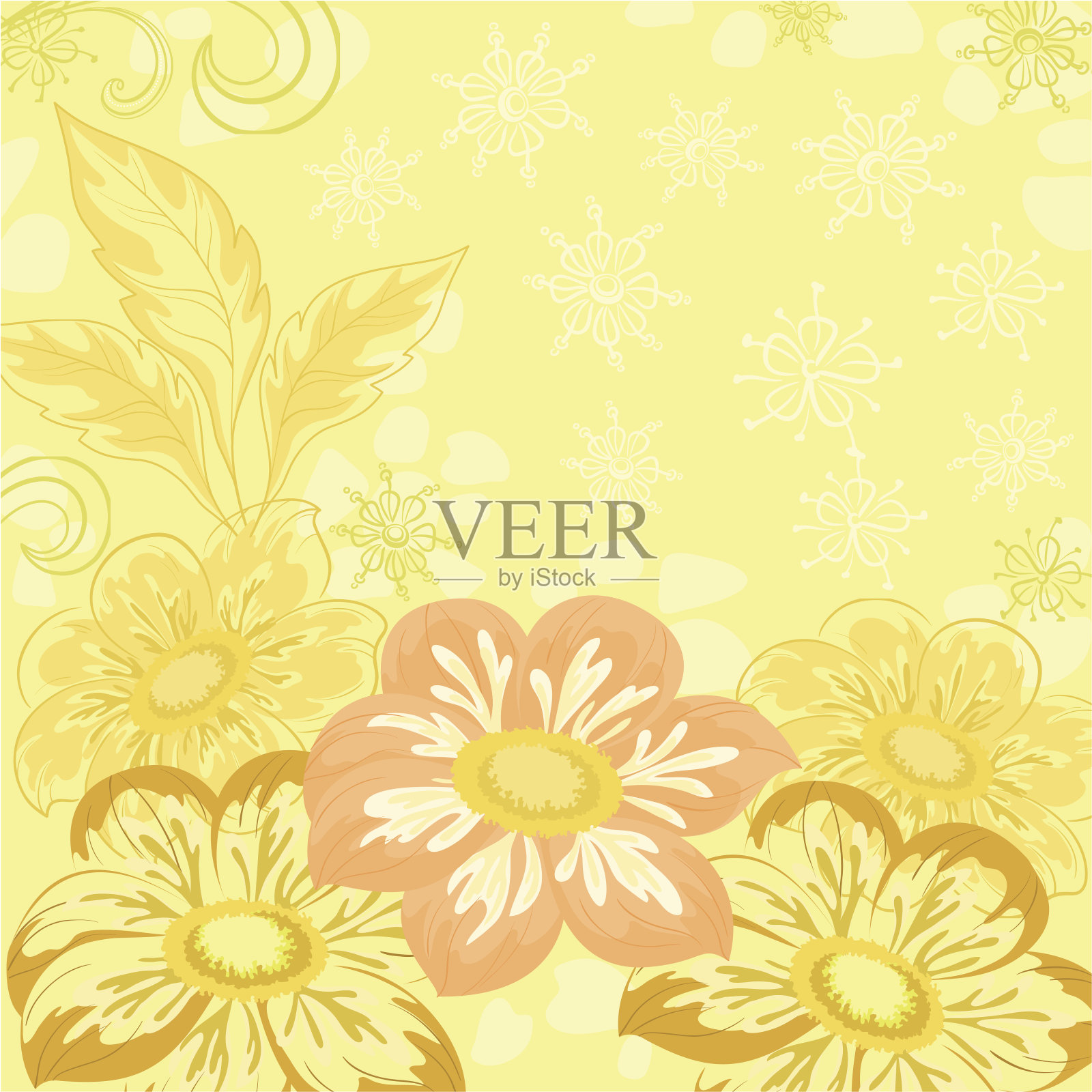 背景以大丽花为花插画图片素材