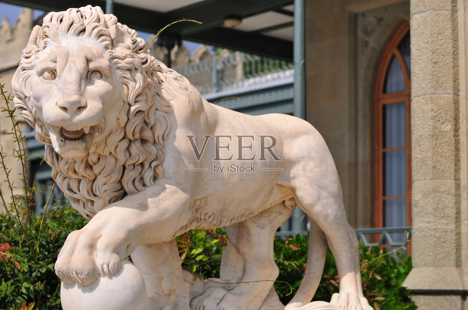 沃龙佐夫宫的美第奇狮子雕像照片摄影图片