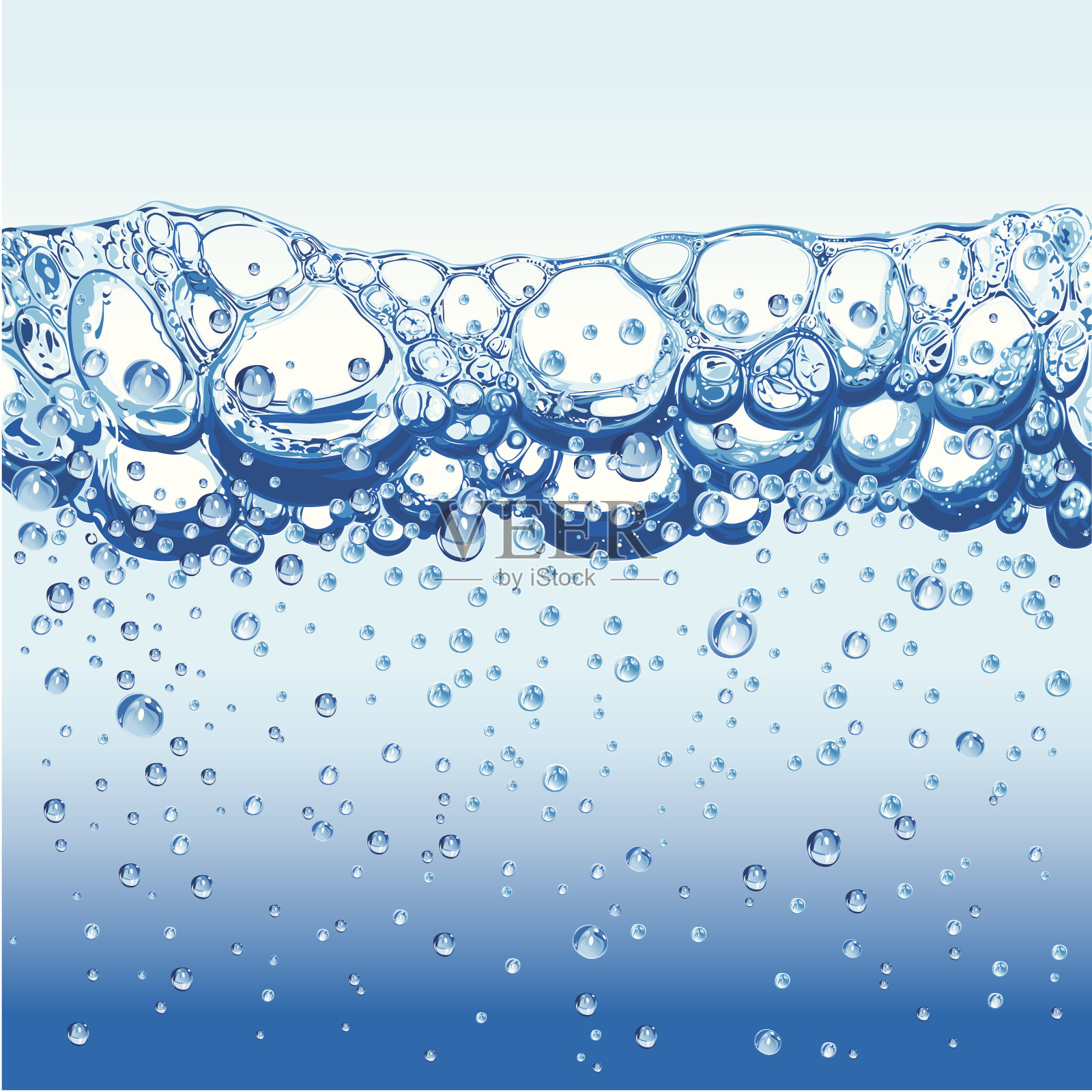 有气泡和泡沫的水插画图片素材