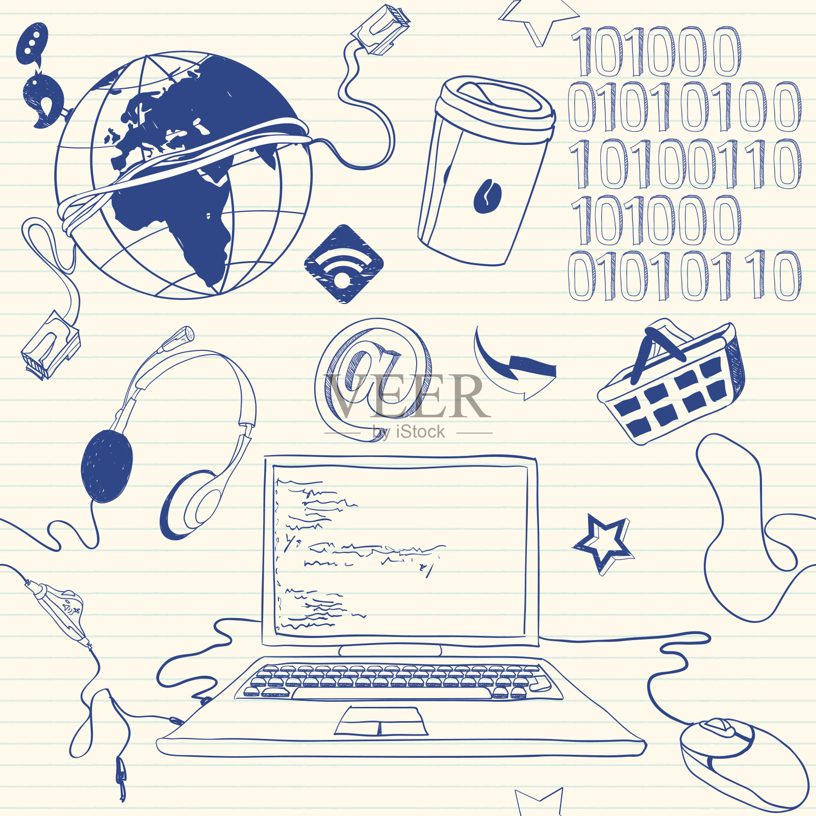 程序员的东西涂鸦插画图片素材