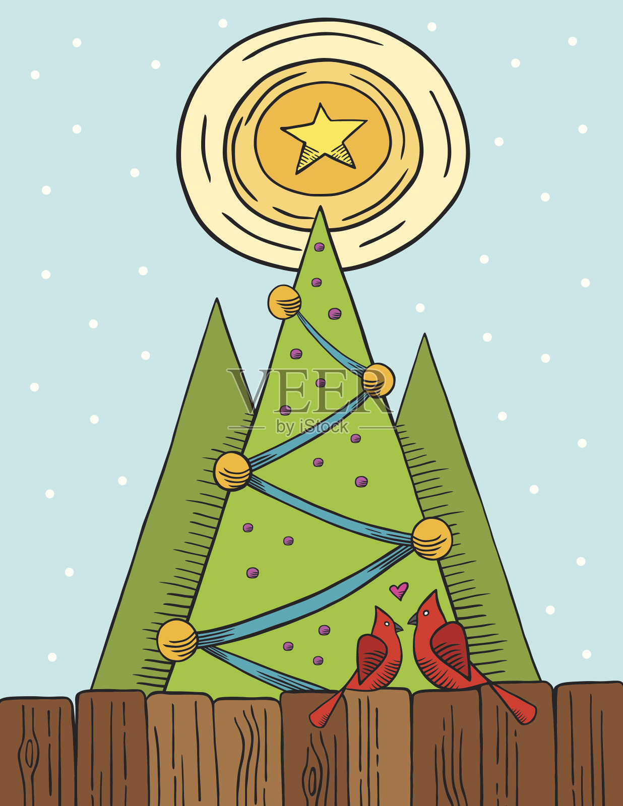 红衣主教们在圣诞节相爱插画图片素材